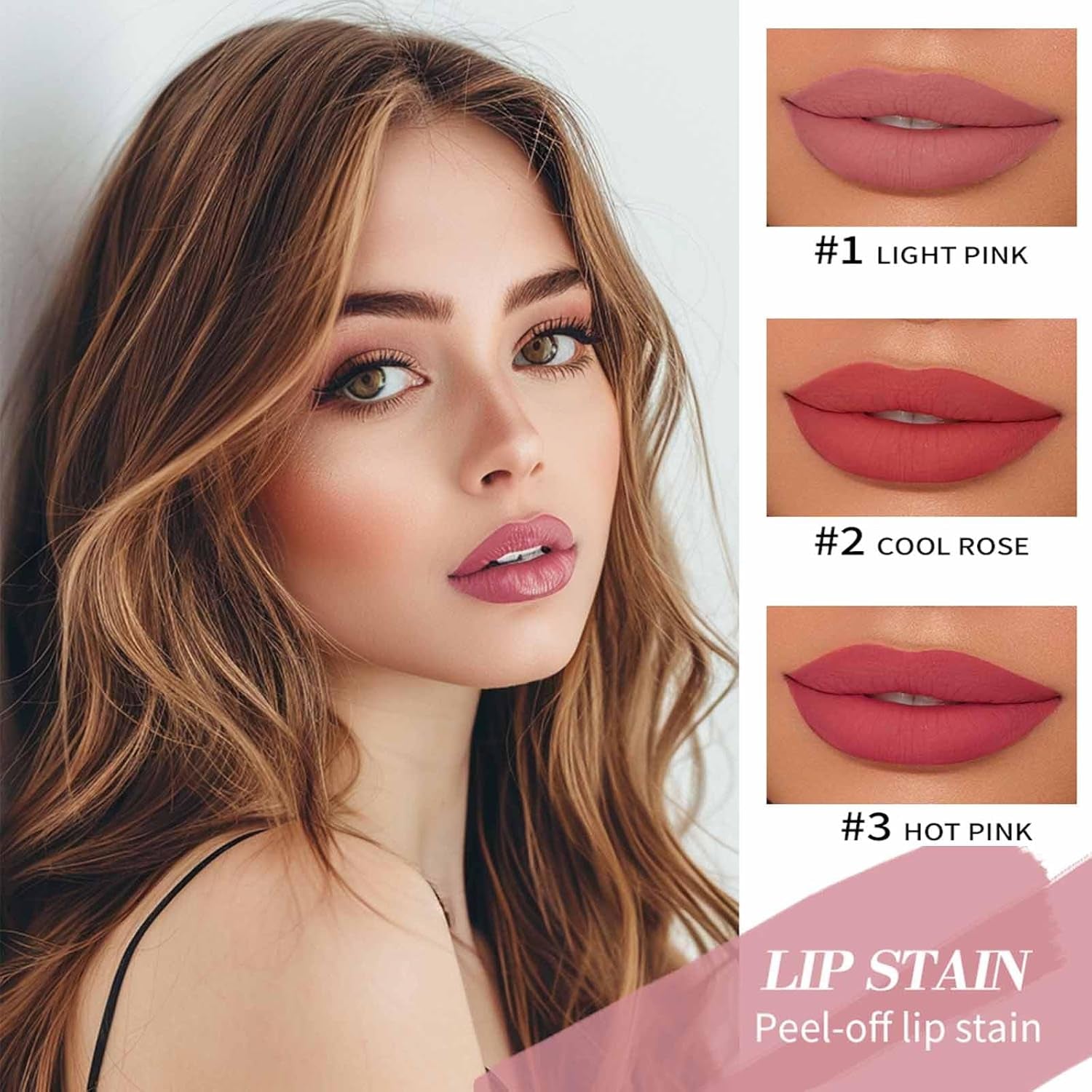 3Pcs Peel off Lip Liner Stain,Highly Pigmented Long Lasting Lip Stain Peel Off,Waterproof Lip Stain Liner,Matte Finish Lip Liner